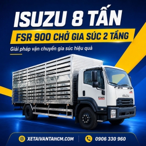 Xe tải Isuzu 8 tấn FVR 900 thùng chở gia súc 2 tầng (Mẫu thùng lá sách)