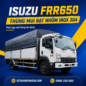 Xe tải Isuzu FRR 650 thùng mui bạt bửng  nhôm 6m7 Full inox 304 - Isuzu FRR650 thùng mui bạt nhôm 6m7 Full inox 304