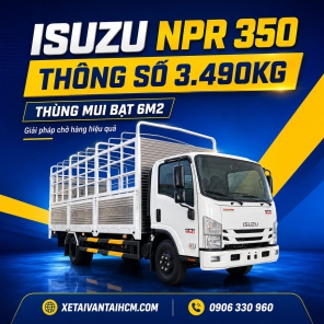 Thông số Isuzu NPR350 3.490kg thùng mui bạt 6m2 NPR85ME5 Euro 5