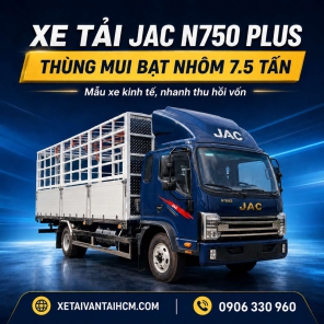 Xe tải Jac N750 Plus 7.5 tấn thùng mui bạt nhôm kèo Đà Lạt