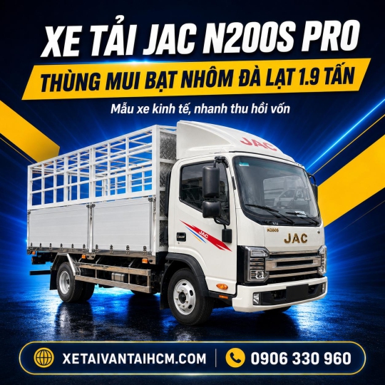 Xe tải Jac N200s Pro mui bạt nhôm Đà Lạt 1.9 tấn