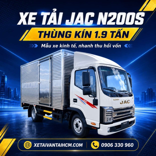 Xe tải Jac N200s thùng kín 1.9 tấn thùng dài 4m3