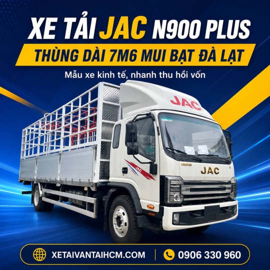 Xe tải JAC N900 Plus thùng dài 7m6 mui bạt Đà Lạt