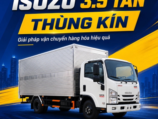 Xe Tải Isuzu 3.5 Tấn Thùng Kín Model NPR 400 Thùng Dài 5m1