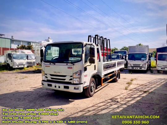 Xe tải Isuzu NPR400 thùng lửng chở kính 3.9 tấn