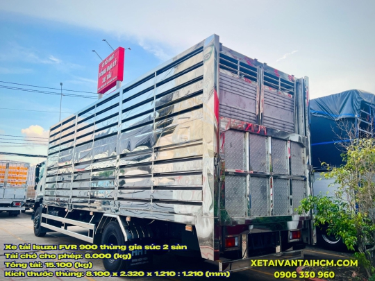 Xe tải Isuzu 8 tấn FVR 900 thùng chở gia súc 2 tầng (Mẫu thùng lá sách)