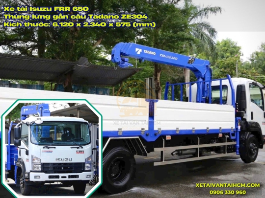 Xe tải Isuzu FRR 650 thùng lửng gắn cẩu Tadano 304 - Xe cẩu Isuzu FRR 650 gắn cẩu Tadano 3 tấn 4 khúc