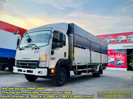 Xe tải Isuzu FRR 650 thùng mui bạt bửng  nhôm 6m7 Full inox 304 - Isuzu FRR650 thùng mui bạt nhôm 6m7 Full inox 304