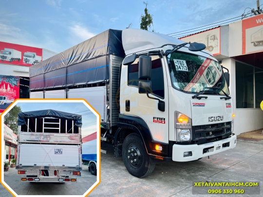 Xe tải Isuzu FRR 650 thùng mui bạt bửng  nhôm 6m7 Full inox 304 - Isuzu FRR650 thùng mui bạt nhôm 6m7 Full inox 304