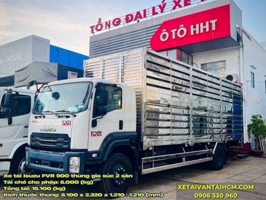 Xe tải Isuzu 8 tấn FVR 900 thùng chở gia súc 2 tầng (Mẫu thùng lá sách)
