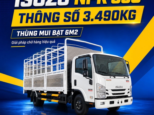 Thông số Isuzu NPR350 3.490kg thùng mui bạt 6m2 NPR85ME5 Euro 5