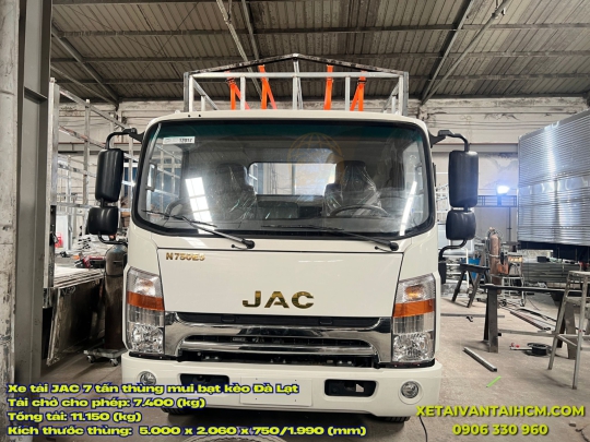 Xe tải Jac 7 tấn thùng dài 5 mét mui bạt nhôm Đà Lạt