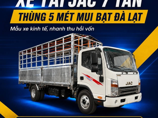 Xe tải Jac 7 tấn thùng dài 5 mét mui bạt nhôm Đà Lạt