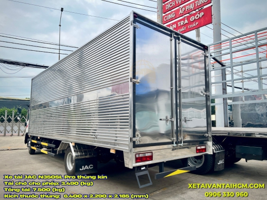 Xe tải JAC N350SL Thùng Kín 6m4 Cửa Hông 2 Cánh