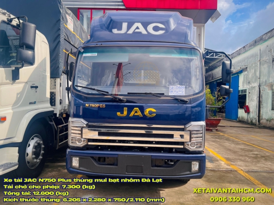 Xe tải Jac N750 Plus 7.5 tấn thùng mui bạt nhôm kèo Đà Lạt