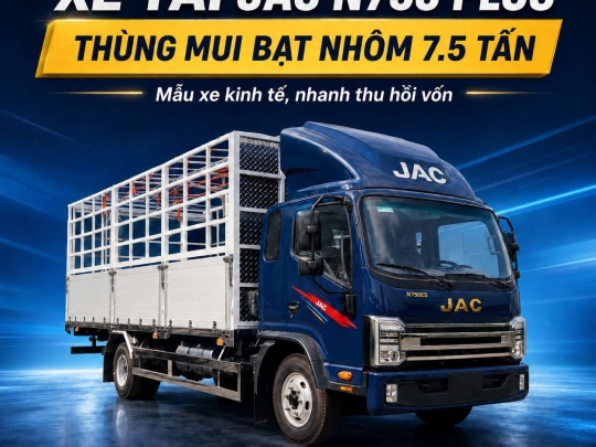 Xe tải Jac N750 Plus 7.5 tấn thùng mui bạt nhôm kèo Đà Lạt