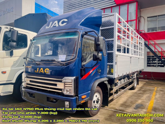 Xe tải Jac N750 Plus 7.5 tấn thùng mui bạt nhôm kèo Đà Lạt