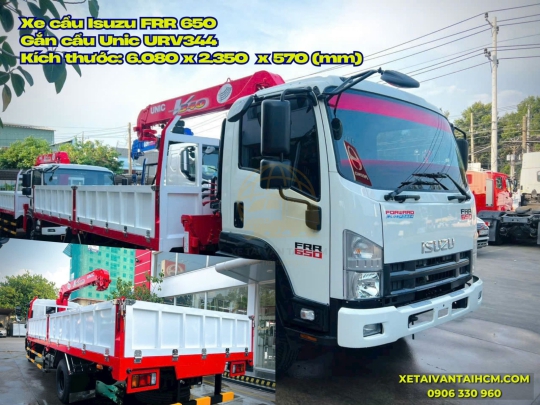 Xe tải Isuzu FRR 650 thùng lửng gắn cẩu Unic 344 - Isuzu FRR 650 gắn cẩu Unic 3 tấn 4 khúc