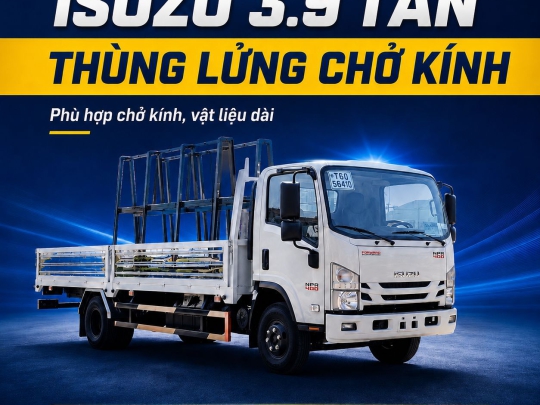 Xe tải Isuzu NPR400 thùng lửng chở kính 3.9 tấn