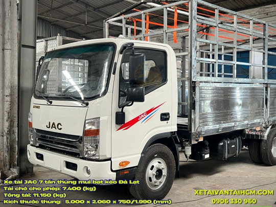 Xe tải Jac 7 tấn thùng dài 5 mét mui bạt nhôm Đà Lạt