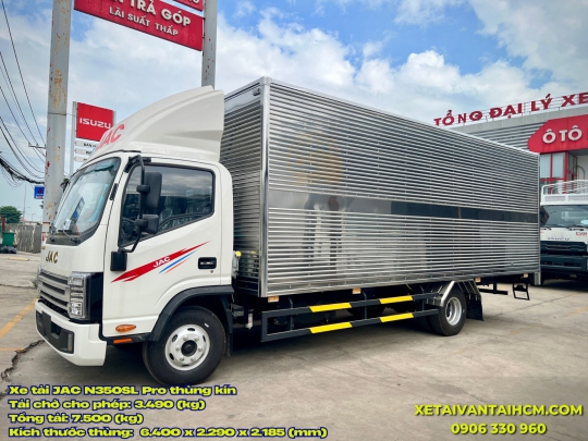 Xe tải JAC N350SL Thùng Kín 6m4 Cửa Hông 2 Cánh