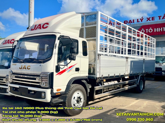 Xe tải JAC N900 Plus thùng dài 7m6 mui bạt Đà Lạt