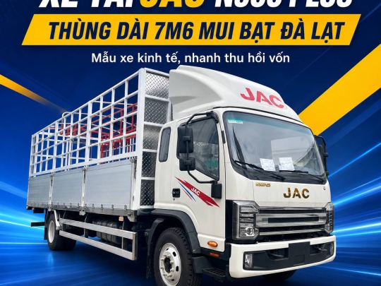 Xe tải JAC N900 Plus thùng dài 7m6 mui bạt Đà Lạt