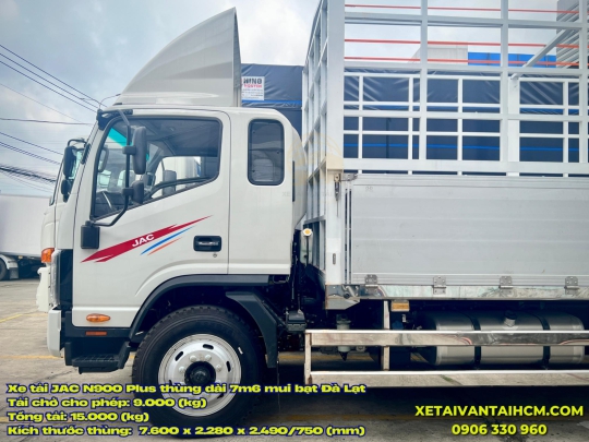 Xe tải JAC N900 Plus thùng dài 7m6 mui bạt Đà Lạt